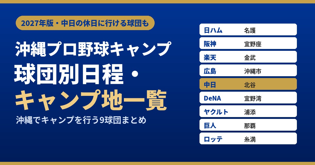 沖縄プロ野球キャンプ 球団別日程・キャンプ地一覧（2027年版）